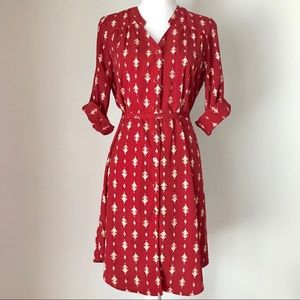 41 Hawthorn Red and Cream Patterned Dress